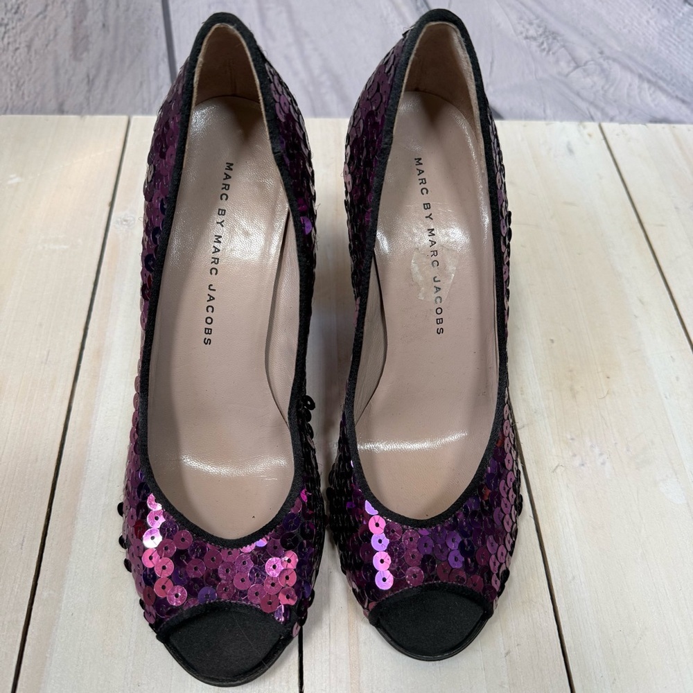 Marc By Marc Jacobs Elegant Purple Sequin Women's Heels Size 36.5 - Picture 3 of 8